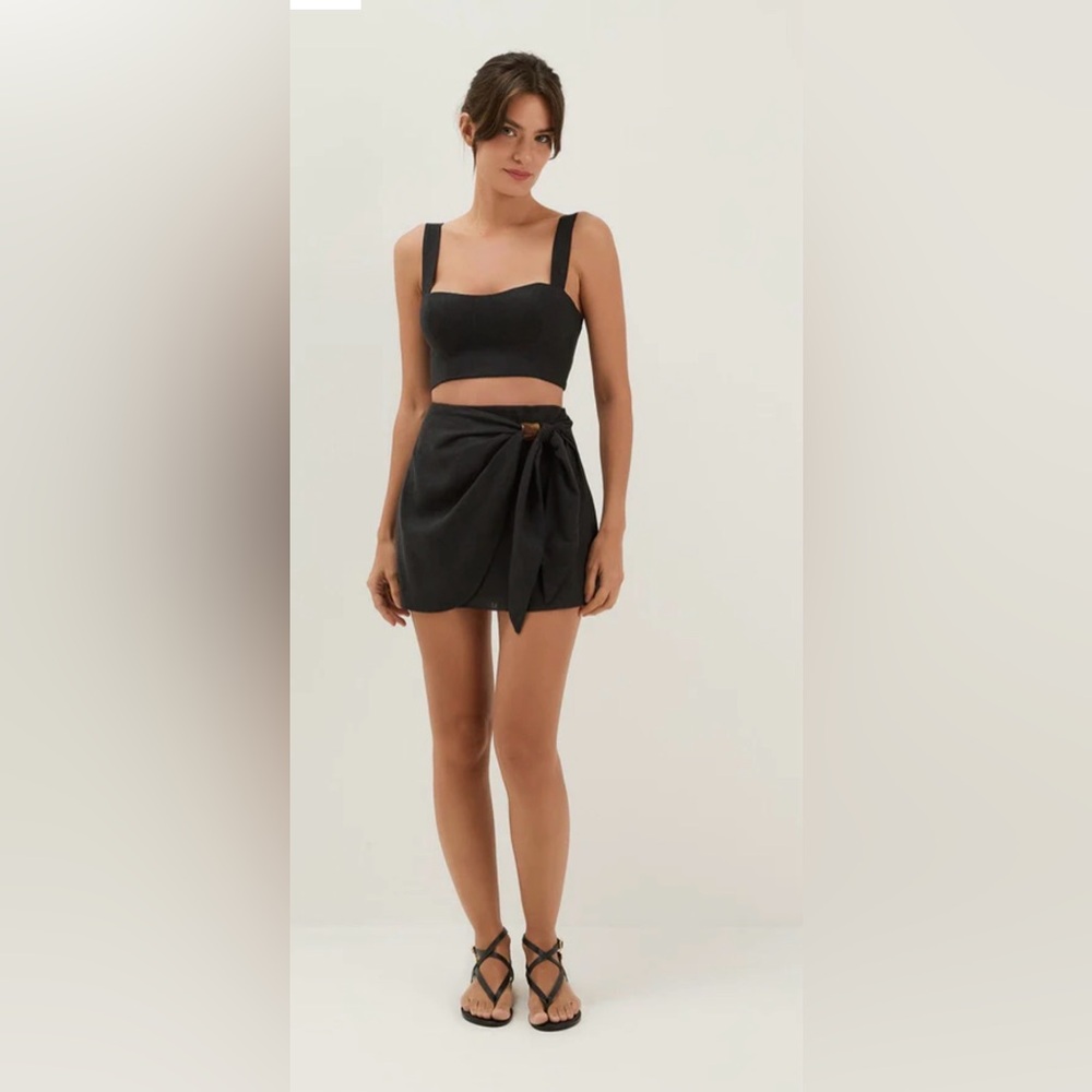 ViX XS black linen wrap skirt